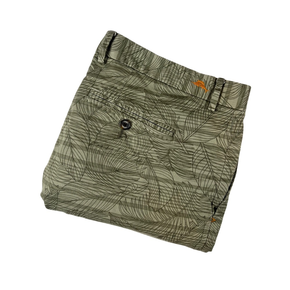 Tommy Bahama Boracay Mens 36 Green Tropical Palm Leaf Pima Cotton Blend Shorts
